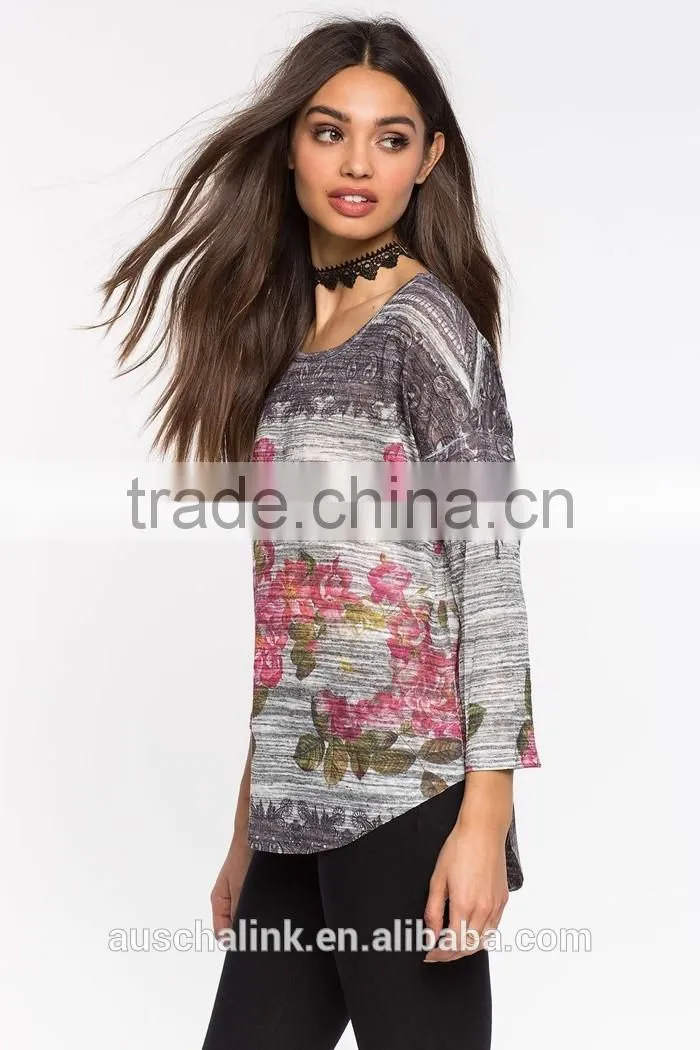 hot sale floral printed t shirt elegant design for ladies wholesale