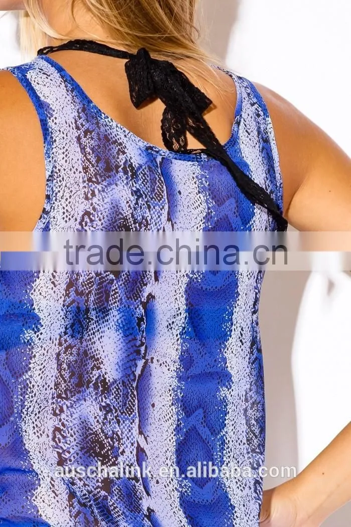 2016 women snake print chiffon party tank top