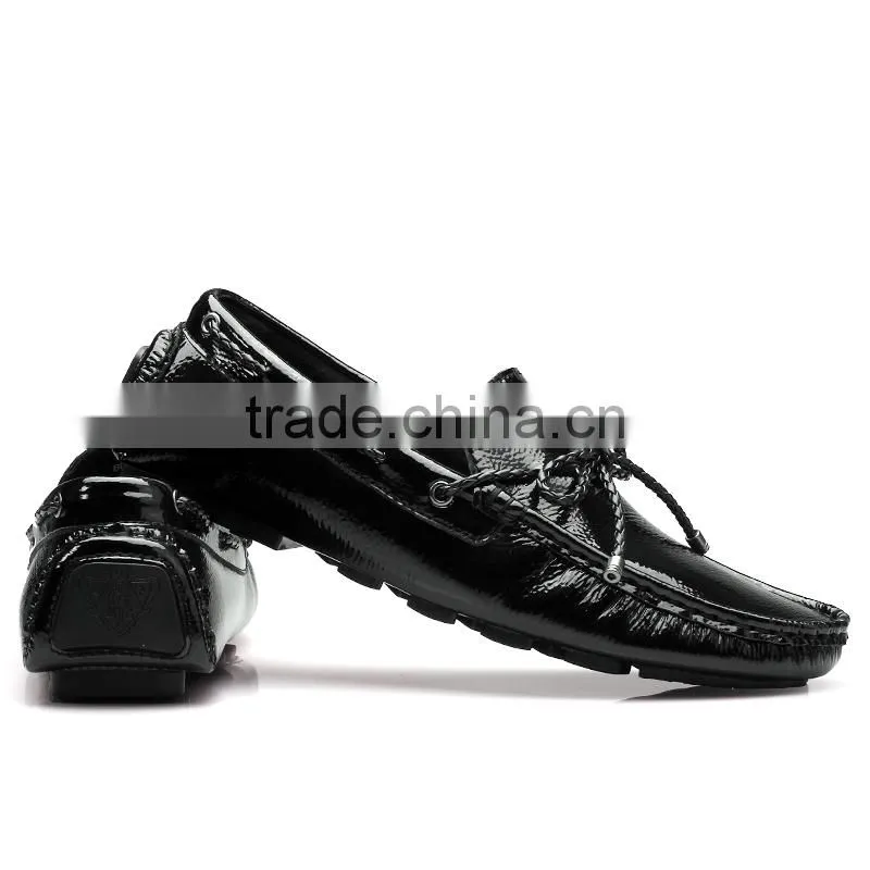 high quality adults glazed leather shoes sample for male, men casual shoes putent leather made in jinjiang factory