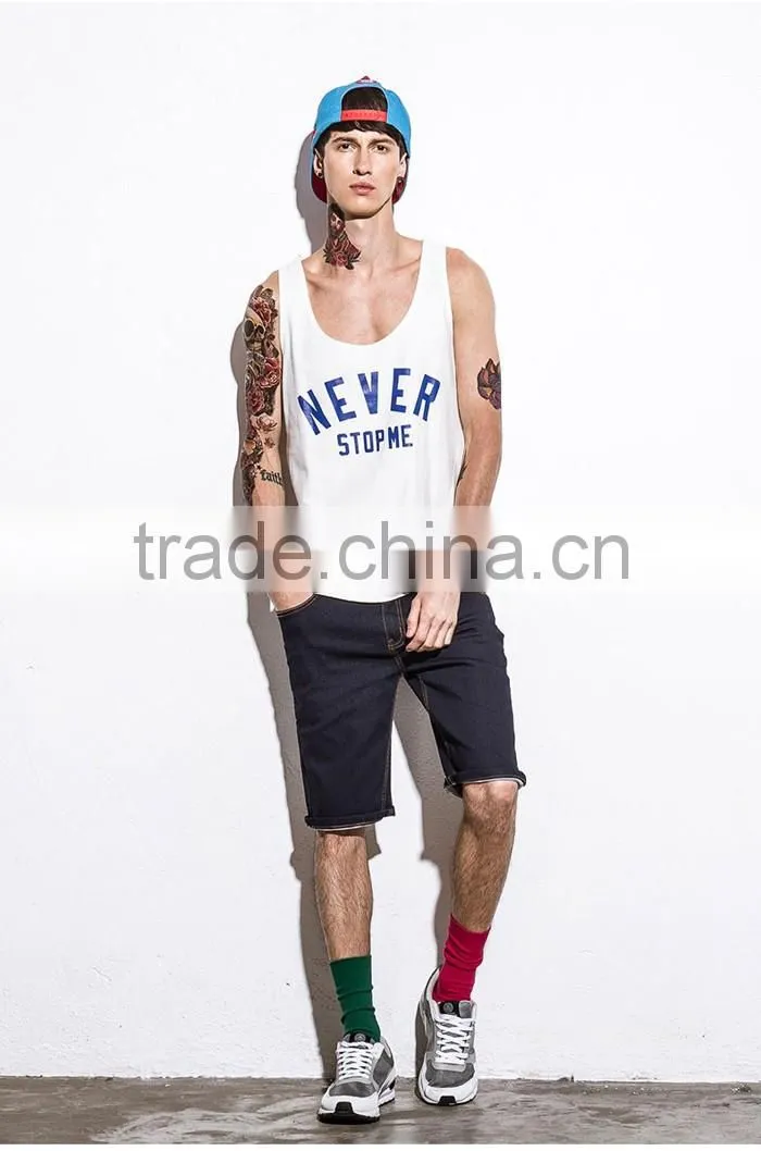 Classic casual print gym mens stringer singlet