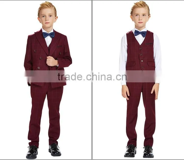 ELPA plaid kids fashion clothes fancy 3 pieces woolen kids boy suit