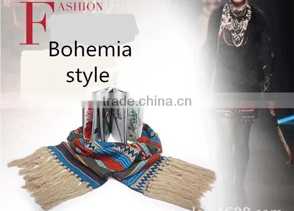 New design Bohemia nation style beautiful super long scarf with tassel warm knit lovers fashion scarves