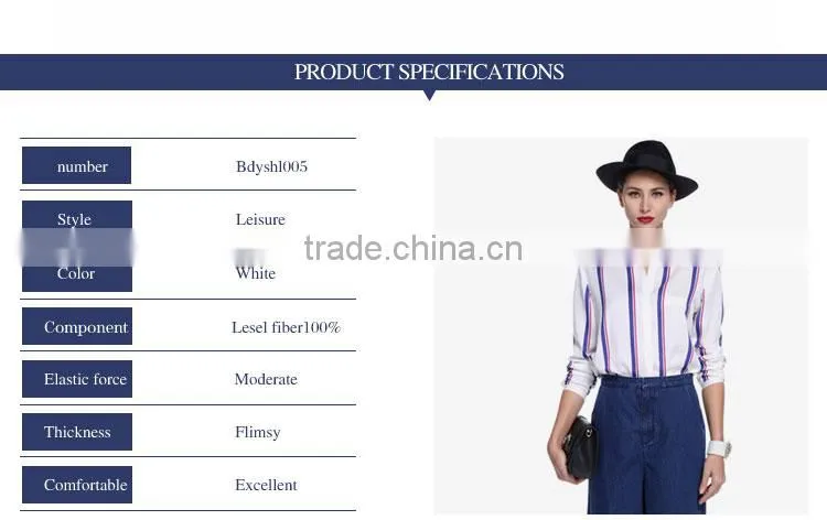 Fashionable Ladies Strip Viscose Casual Formal Blouse And Pants