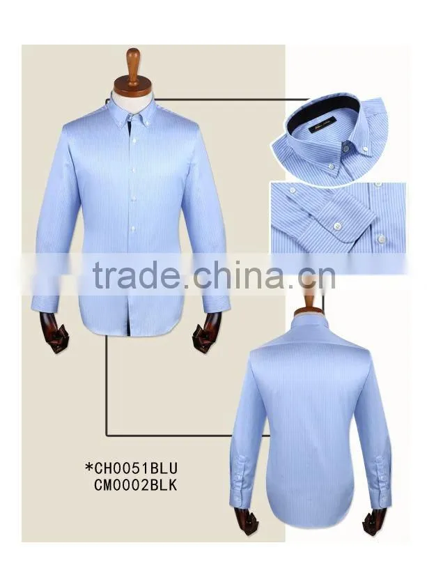 100% cotton blue poplin custom made to measure custom mens dress shirt