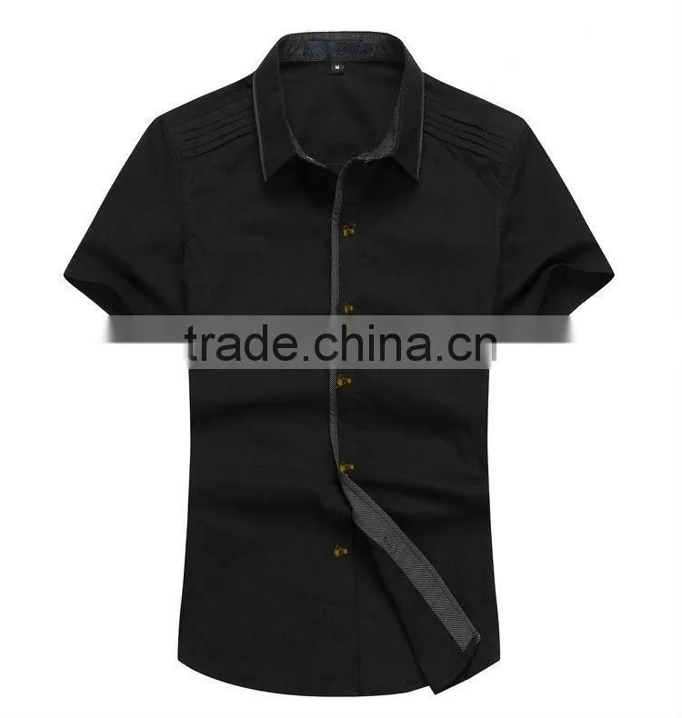 latest 100% cotton short sleeve contrast color slim fit casual shirt for men