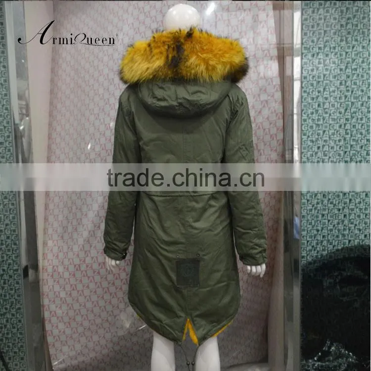 Italy style new desgin long winter warm fur jacket hood coats outwear faux fur lined parka