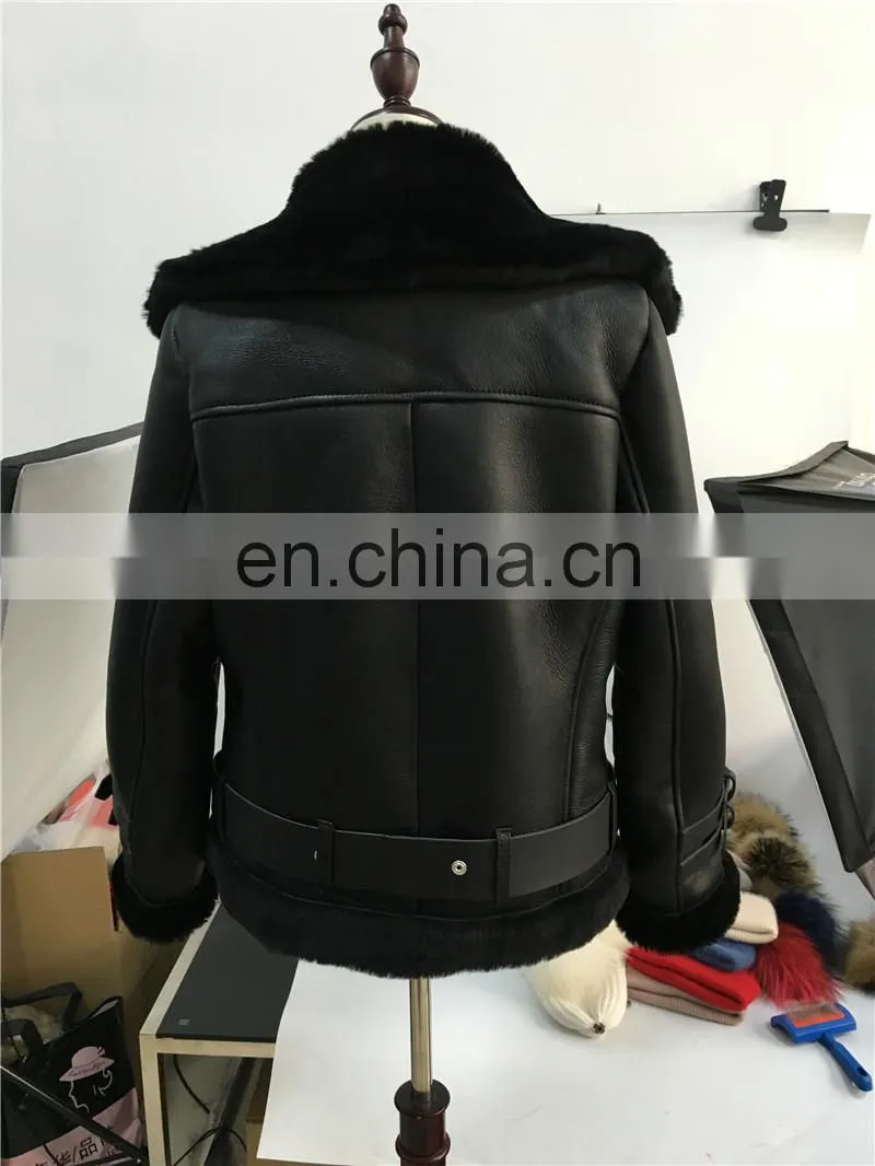 2016 Newest European Genuine Sheepskin Ladies Winter Coat Short Women Real Leather Coat