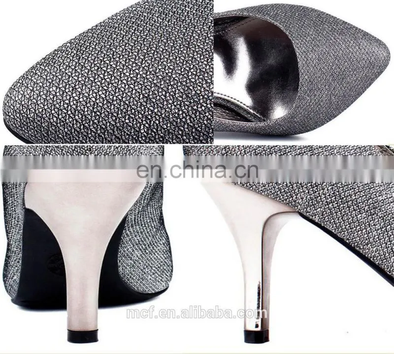 MCH-2393 New 2017 fashion Western style women Solid Color pointed shoes bling-bling sequin thin high heel shoes wholesale