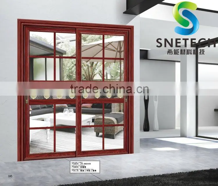 light red frames tempered glass for partition sliding doors