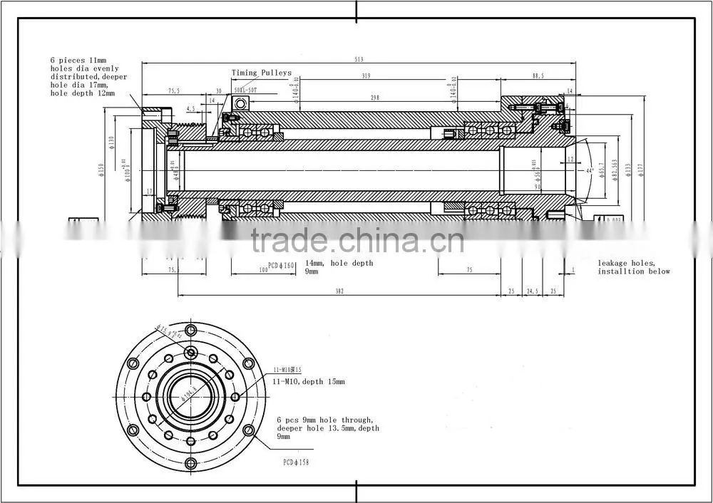 CK 6136X A2-5 cnc belt drive lathe spindle for cnc lathe machine and cnc turning machine