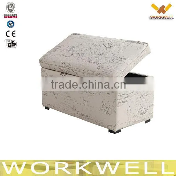 WorkWell fabric foldable wooden storage ottoman kw-9010-2
