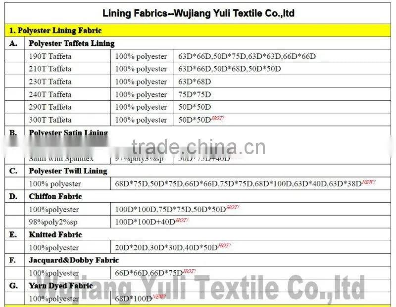 polyester yarn dyed sleeve lining for suit