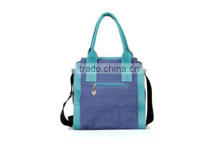 fashion canvas tote handbags with pu leather