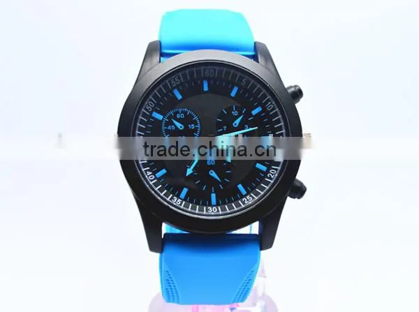 Japan movt quartz watch stainless steel back, azure silicone strap