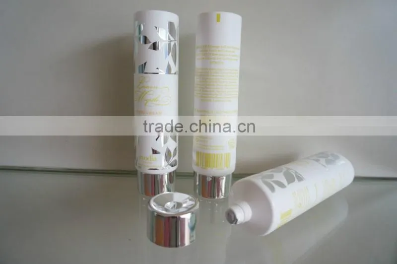 flexible round tube with bright silver screw cap for hand cream