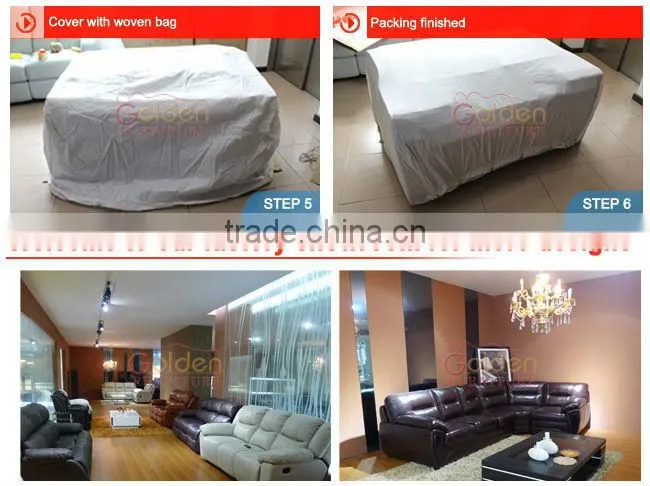 EM-ls6011# Golden Furniture white leather corner sofas with lamp