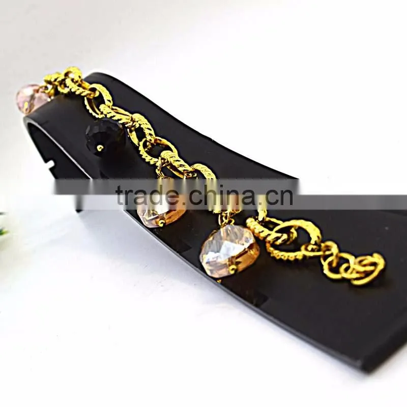 stainless steel jewelry crystal pendant gold hand chain fashion design