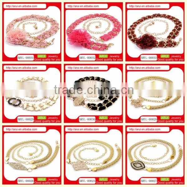 China wholesale stainless steel jewelry black cloth belly chain design