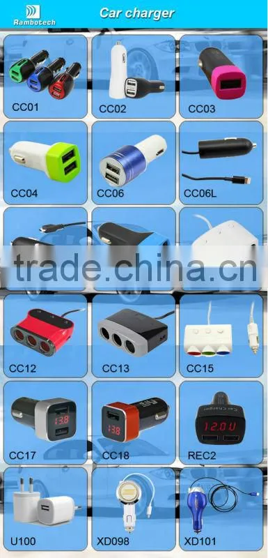 With LED to display voltage, temperature 2 port smart car charger