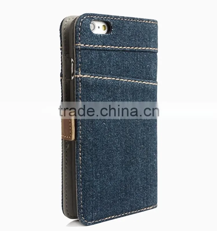 Denim Jean Mobile Phone Case With Card Slots for iPhone 6