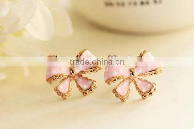 Fashion bowknot earrings pink bowknot earring bowknot stud earrings