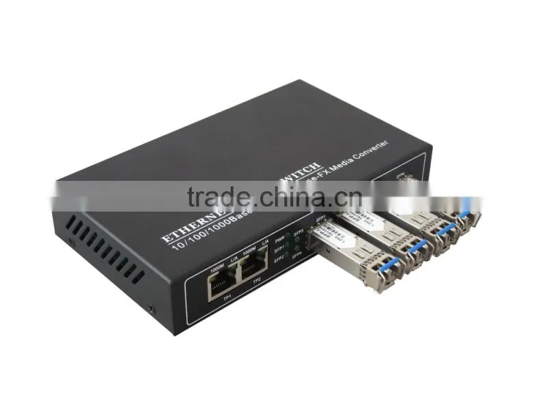 hot selling gigabit ethernet optical fiber switch 2 rj45 ports & 4sfp sockets