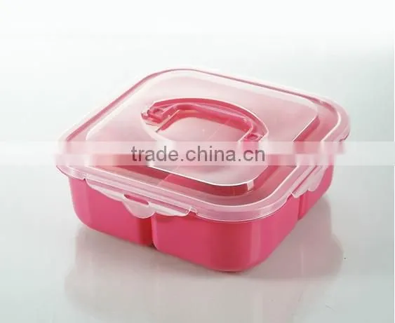 4pcs division plastic lunch box with handle