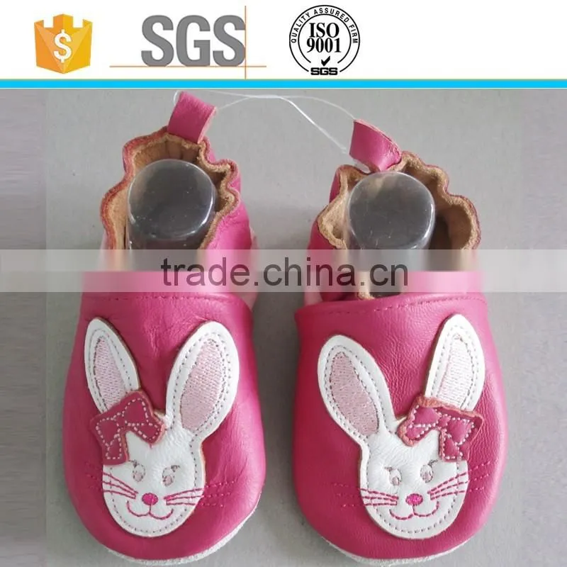 2016 girl kids rabbit design hard sole baby leather shoes