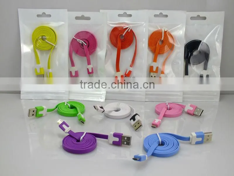 High quality,flat noodle micro usb cable.noodle colorful micro usb cable for samsung for mobile phone(MDC1030)
