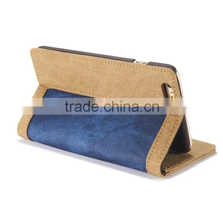 Caseme 006 waterproof wallet jean cloth case for iphone 6s/6 flip holder case with inner card slot for iphone 6s/6