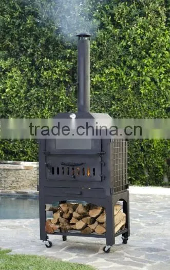 Wood fired outdoor BBQ pizza oven and smoker