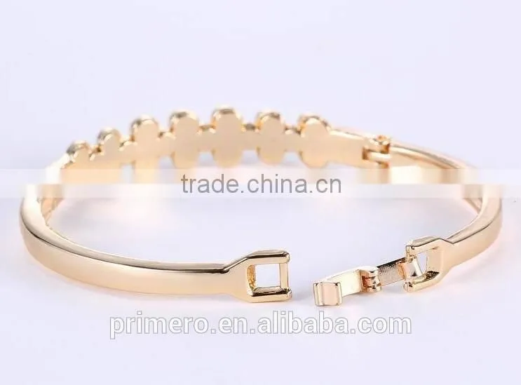 Women's Fashion Alloy Flowers Rhinestone Cuff Bangle Bracelet Jewelry