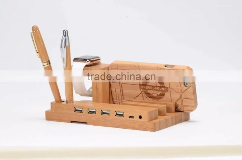 2016 Luxury bamboo material stand holder for apple watch iphone