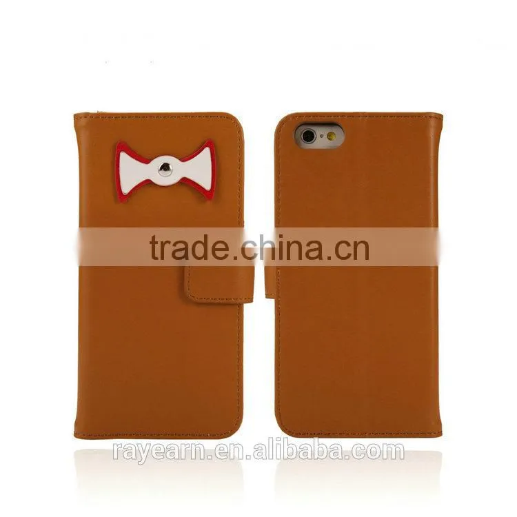 Sweety bow tie leather case for iPhone user young group