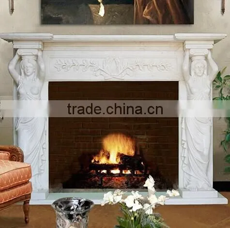 White Antique Hand Made Stone Fireplace Mantel