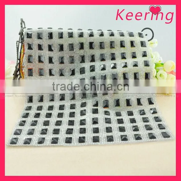 fashion hotfix square crystal rhinestone net mesh WRT-005