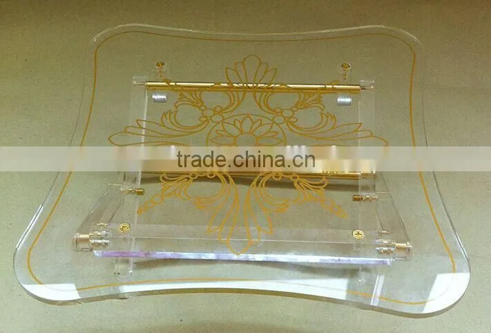 folding clear acrylic coffee table made by acrylic material with printing logo surface