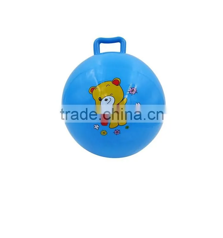 Ecofriendly PVC toy jumping pop ball with handle