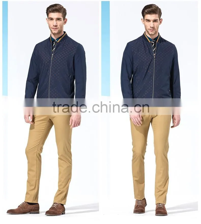 Navy Blue Casual Polyester Jacket Regular Fit Full Sleeves Jacket