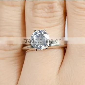 JINSE 2 Carat Round Cut CZ Silver Wedding Ring Set