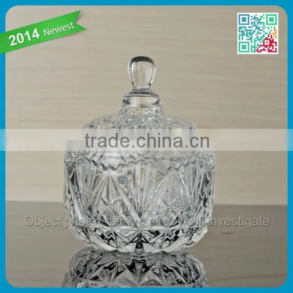 Gift Color Box Glass Candy Jar Best Seller Crystal Clear Glass Sugar Jar with Lids