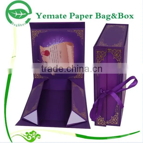 high end 4c printed glossy laminated paper greyboard custom bow tie box packaging
