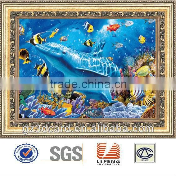 Hot 3D Picture of natural scenery fish and lotus