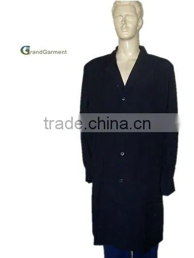 Black Lab Coat with Elastic Cuff