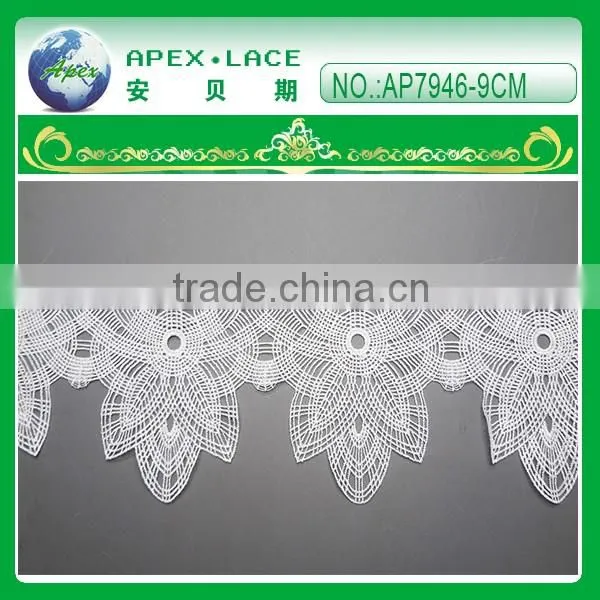 Embroidery polyester lace trim with scallop on both side AP7942