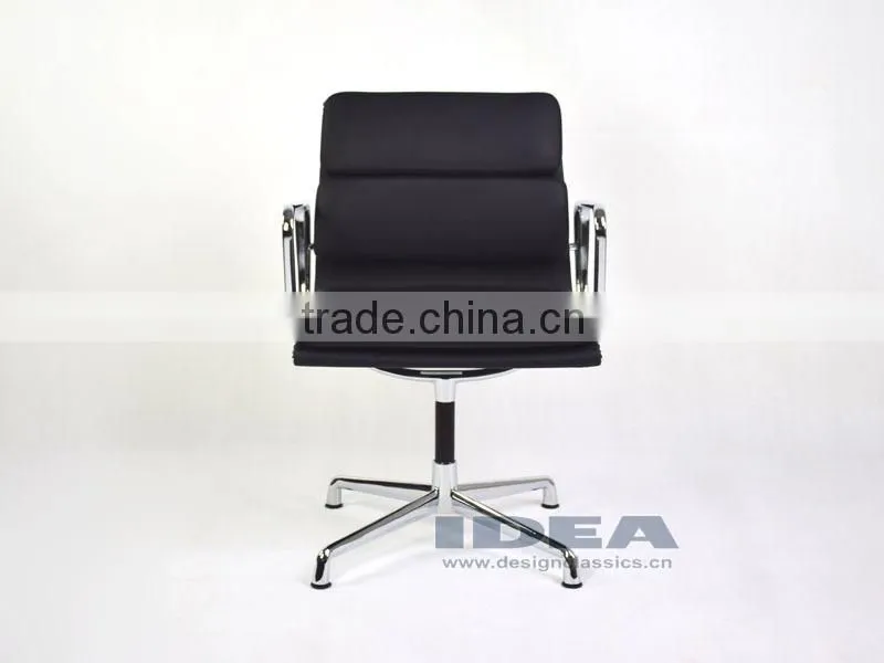 Replica Charles Charles Soft Pad Meeting Chair - Black Color Genuine Leather