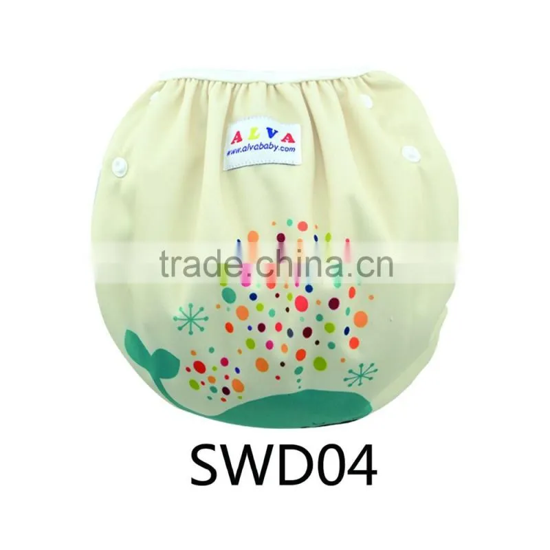 2016 Alva Newest Amazing Swimming Diapers Position prinrted reusable and Washable Cloth Baby Swim Diapers made in China
