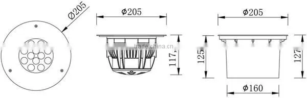 36W High Power LED Inground Lighting, IP67 Waterproof, RGB/R/G/B/W Optional