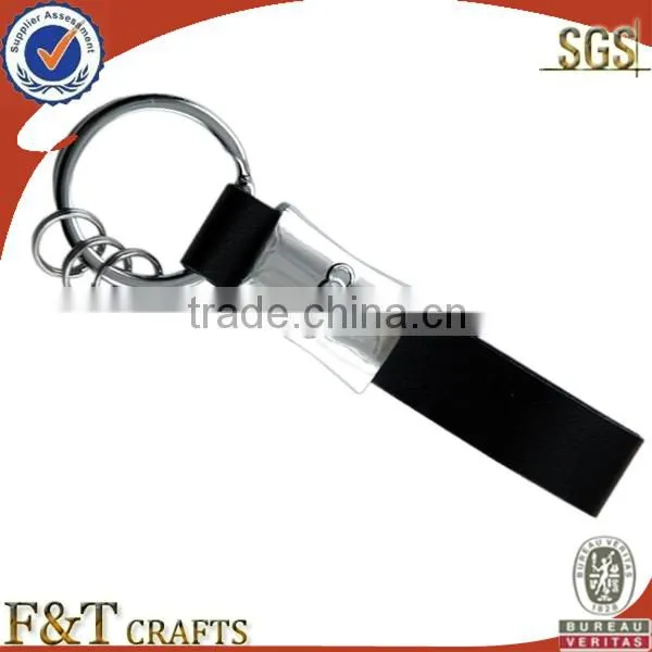 business metal laser engraved nice quality pure real keychain leather strap