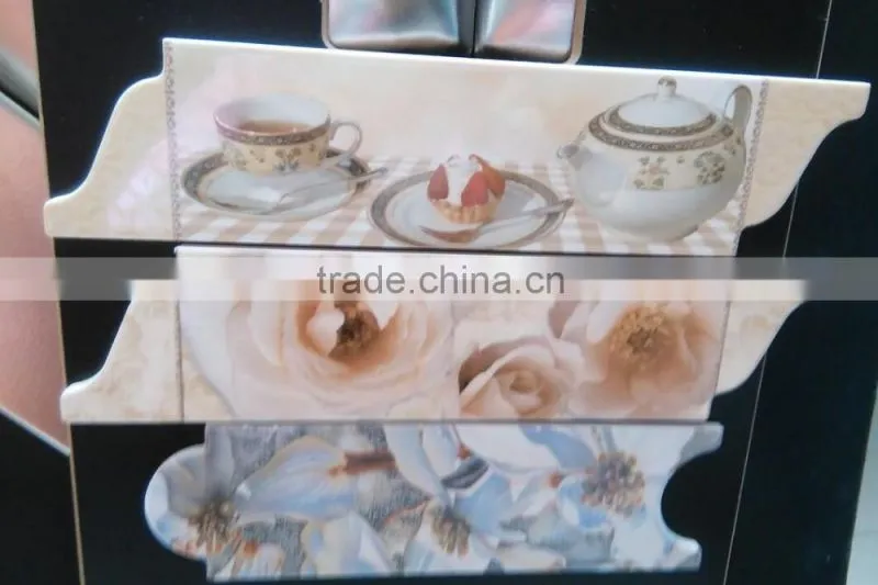 inkjet ceramic relief decor border/listello macthing wall tile length 260/300/350mm